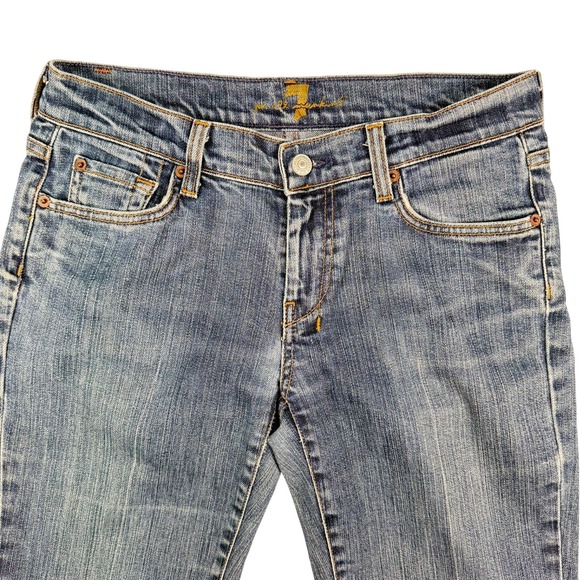 7 For All Mankind Womens Jeans 29 Bootcut Denim Medium Wash USA Made Flare - Picture 7 of 10